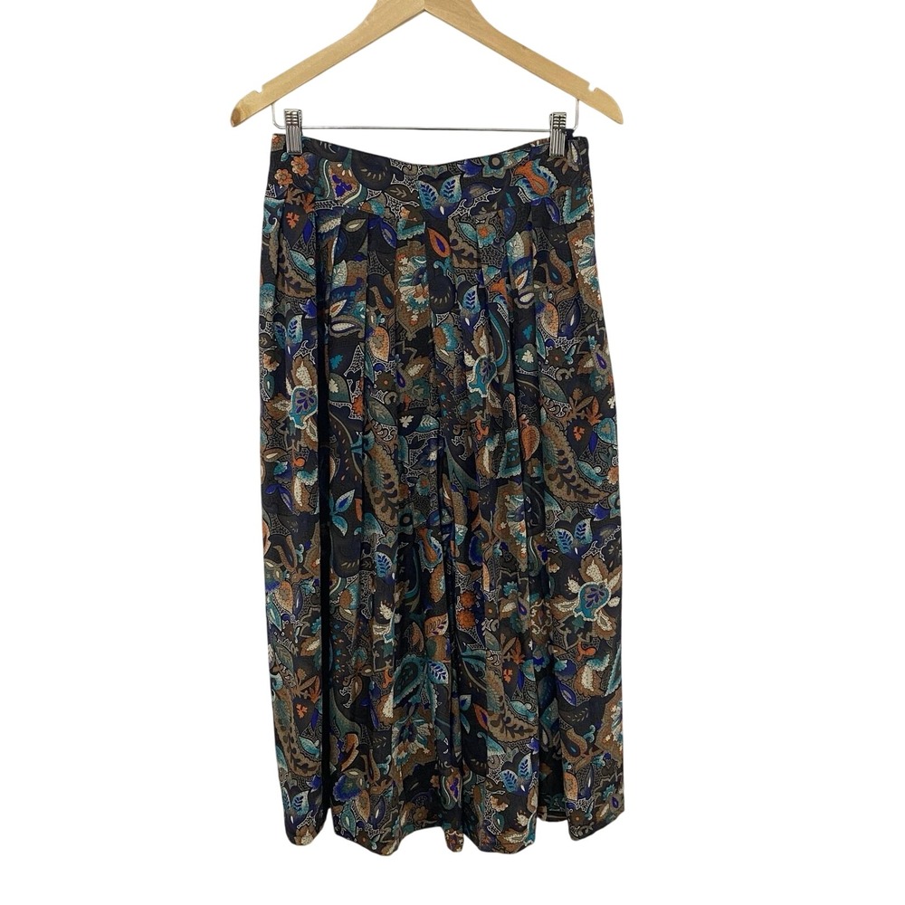 Vintage Howard Wolf Multicolor Paisley Women's Wide Leg Pants, Size 8, Zip Back